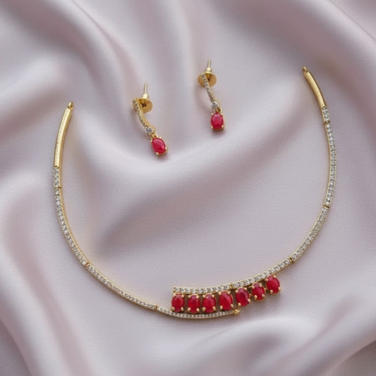 Sleek Coral with white necklace set