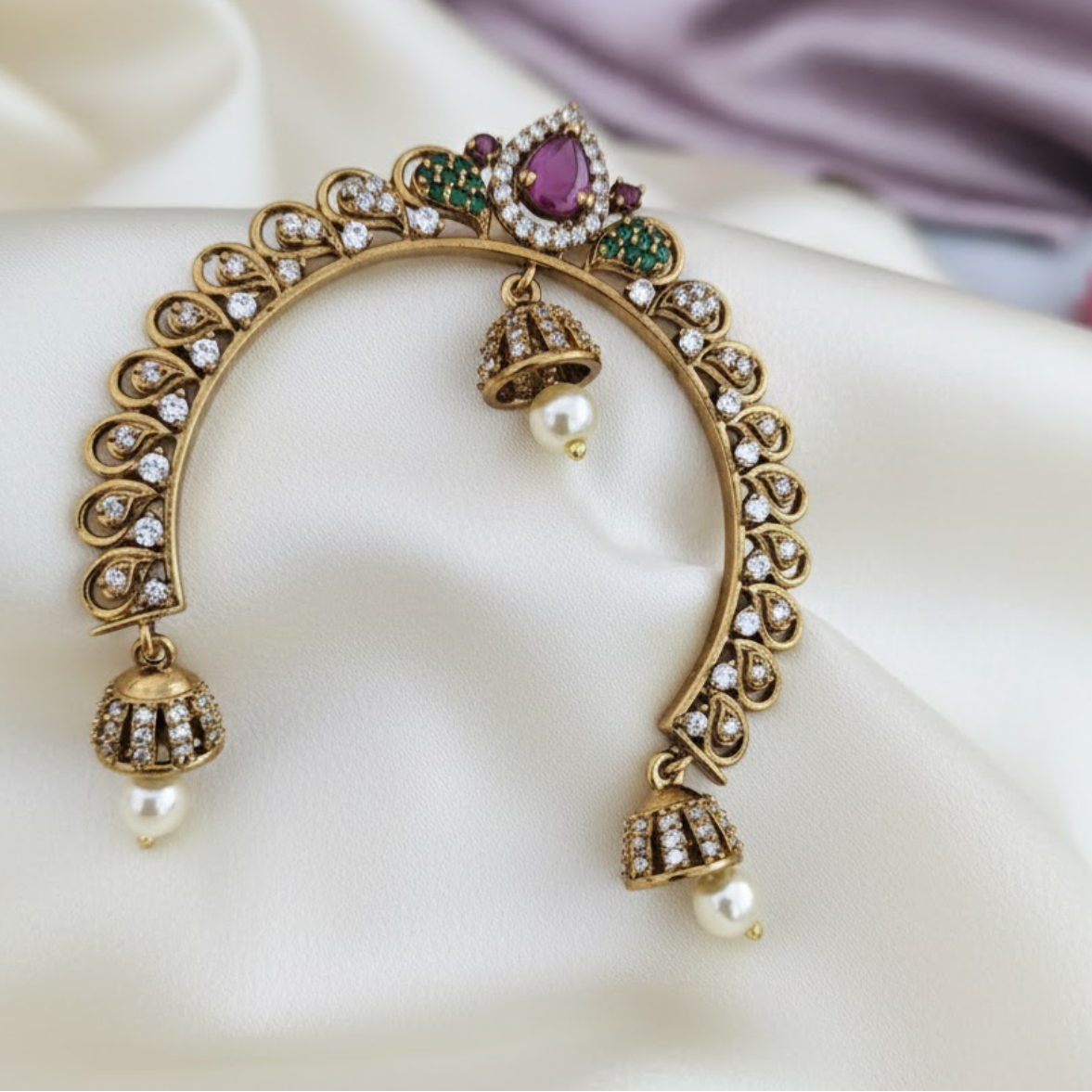 Ruby stone drop hair pin