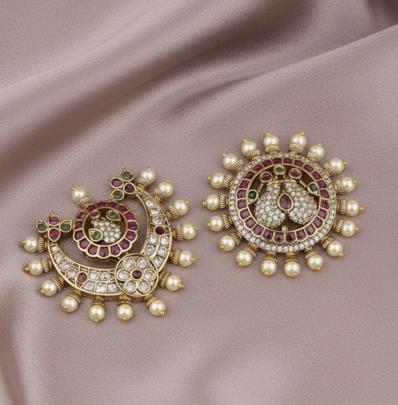 Sun moon peacock hair pin