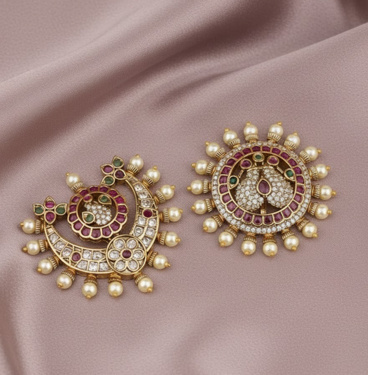 Sun moon peacock hair pin