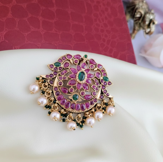 Ruby kemp stone flower hair pin