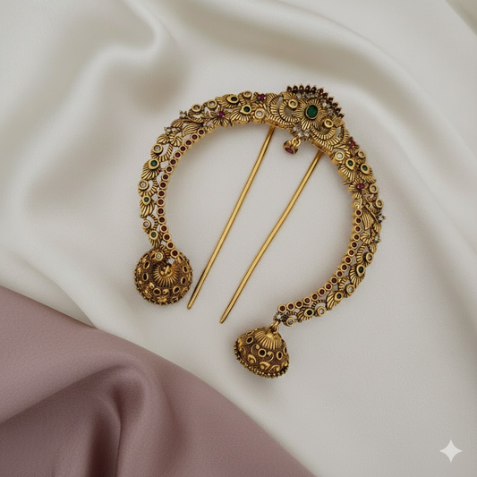 peacock jumkha hair pin