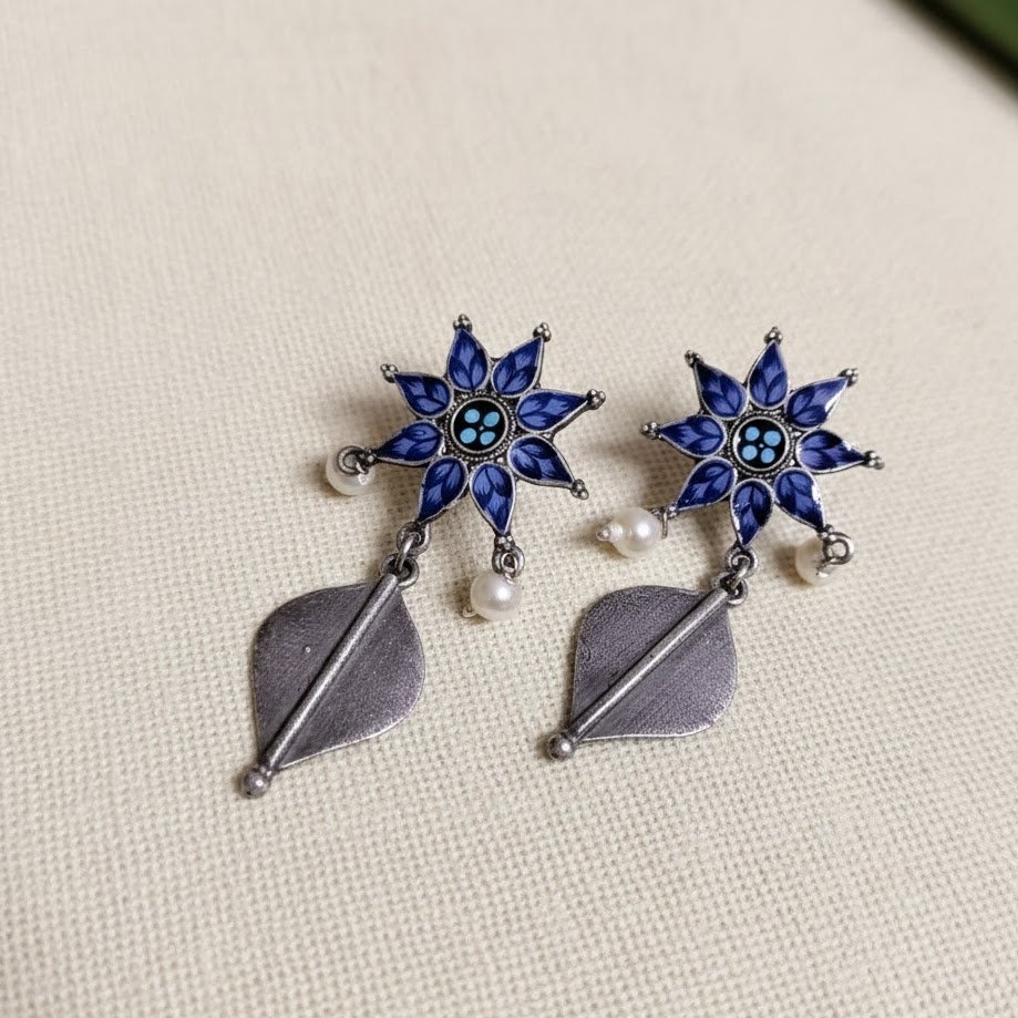 Flower drop painted earring