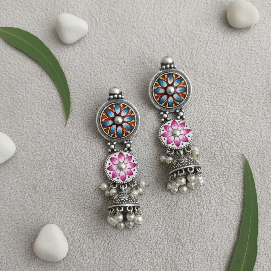 Handpainted exclusive earing with jumkha