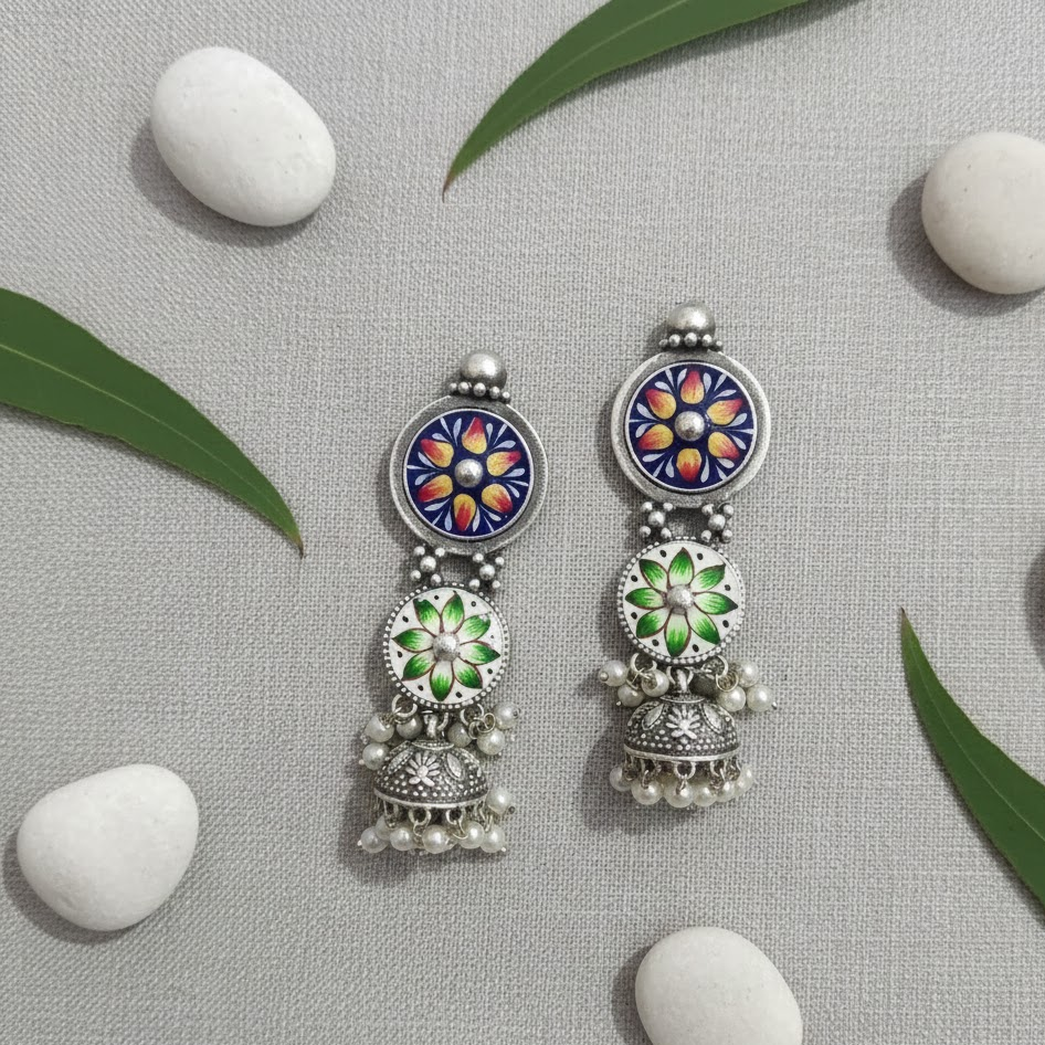 Handpainted exclusive earing with jumkha