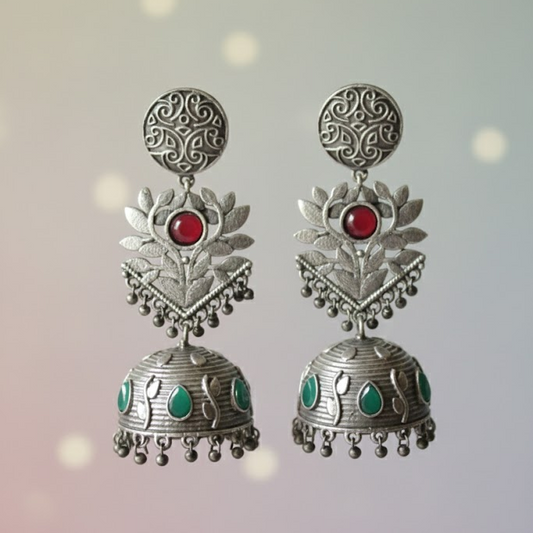 Long jumkha stone earring