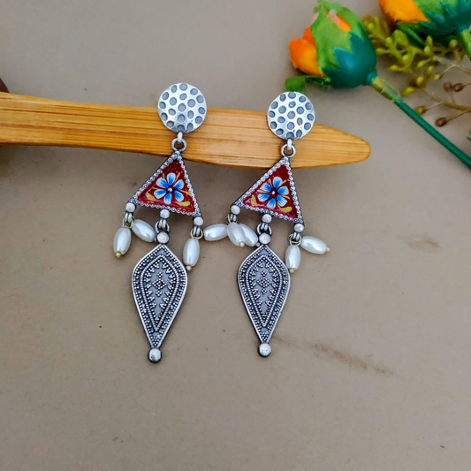 Triangle drop painted earring
