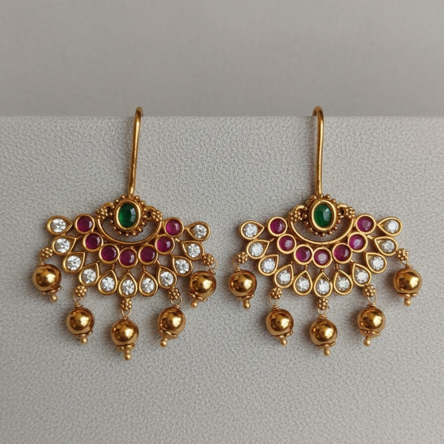 Hook kemp ruby stone earring