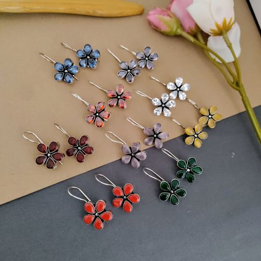 5 Stone flower earring