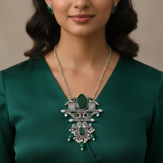 Peacock pendant with chain