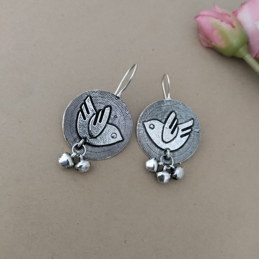 Round bird hook earring