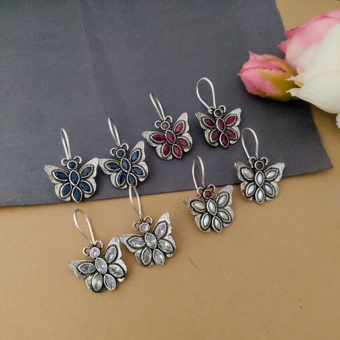 Butterfly Stone hook earring