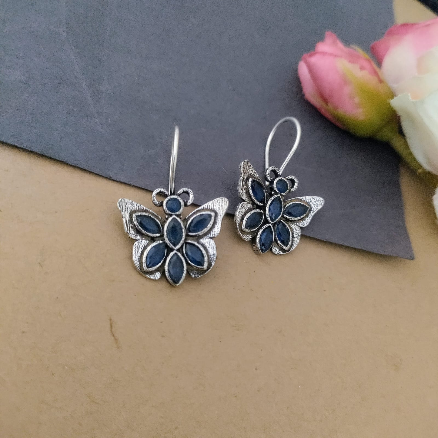 Butterfly Stone hook earring