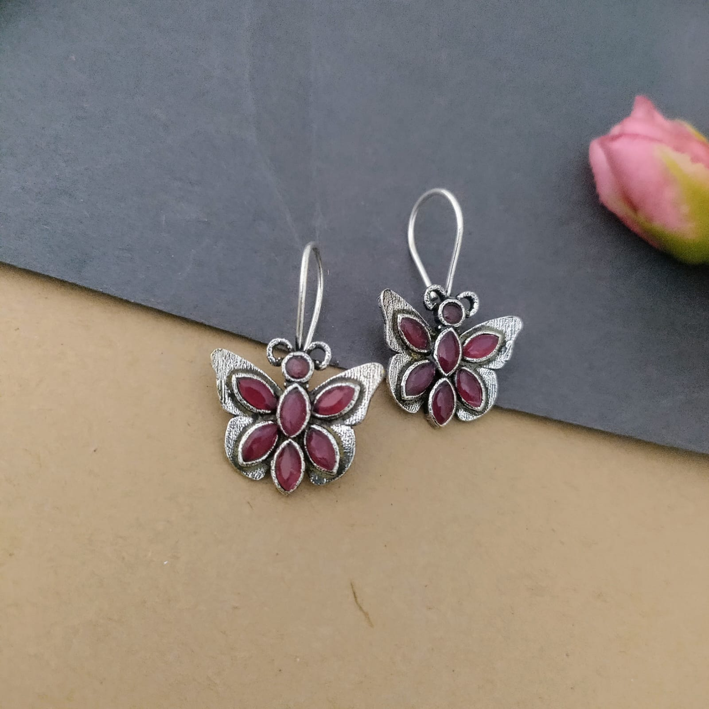 Butterfly Stone hook earring