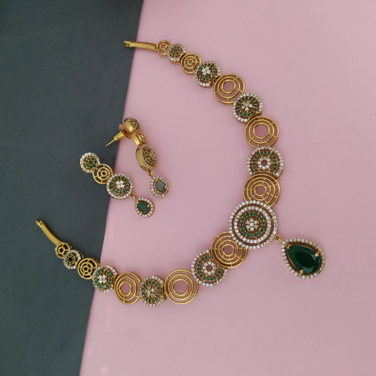 Spiral CZ stone necklace