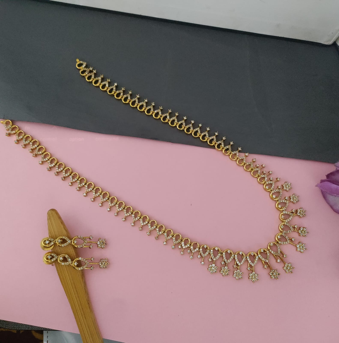 Long CZ stone necklace