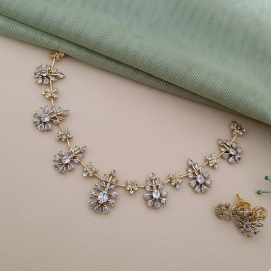 White stone polki necklace set