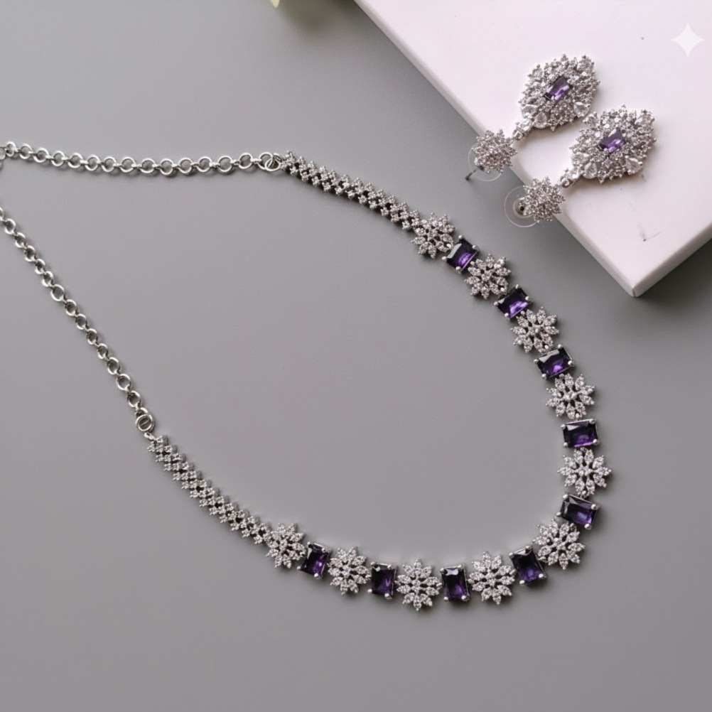 Medium length sparkling necklace AD