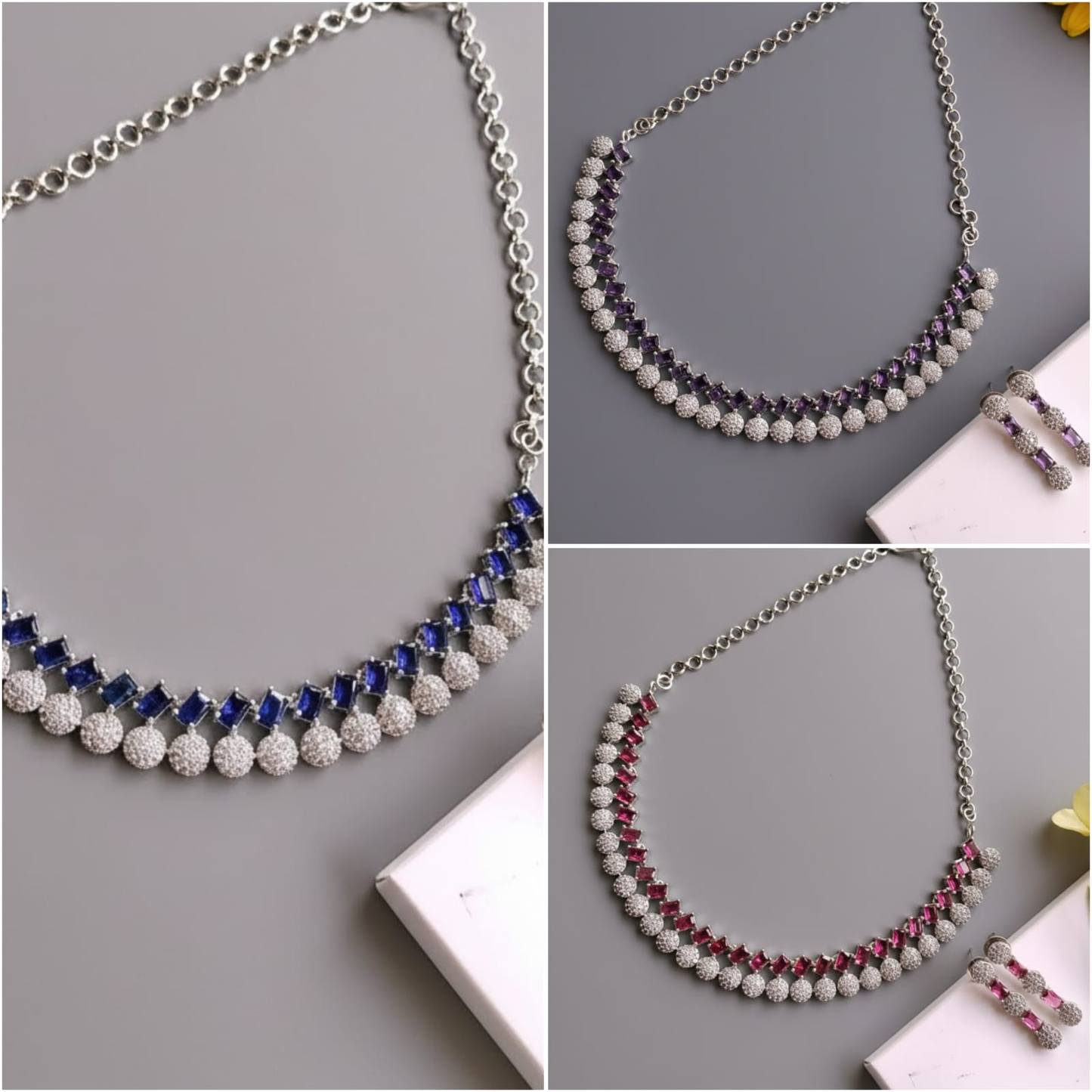 Diamond shaped stone studded necklace