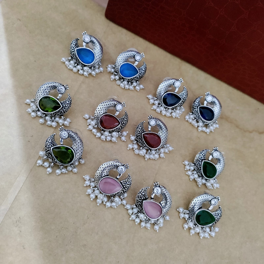 Peacock pearl stone earring