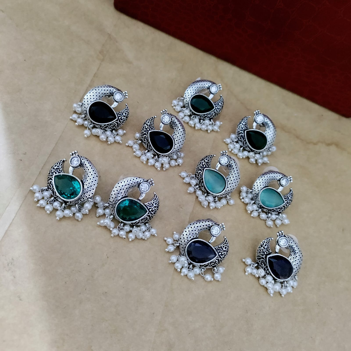 Peacock pearl stone earring