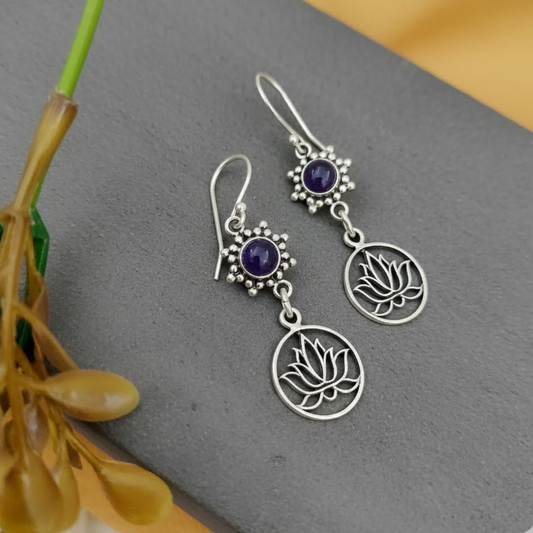92.5 Pure Silver Dangler Hook Earring - Lapis Stone