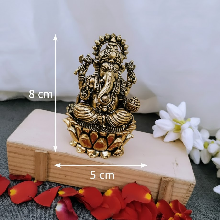 Brass Lord Ganesha idol - 8 cm