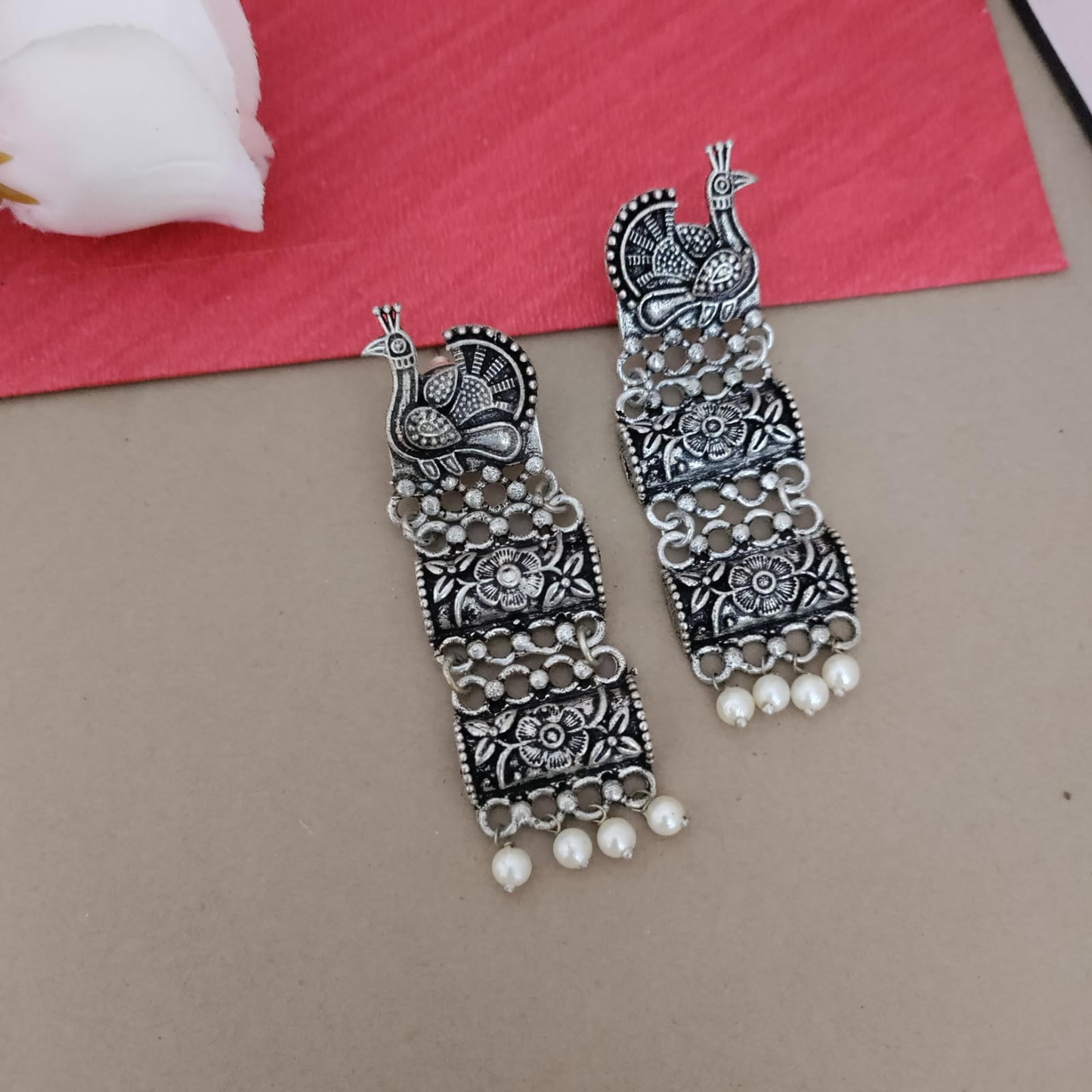 Peacock long sla earring