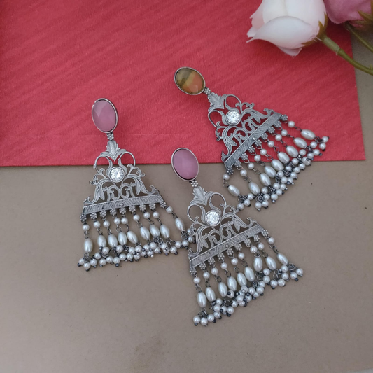 Pink stone SLA earring
