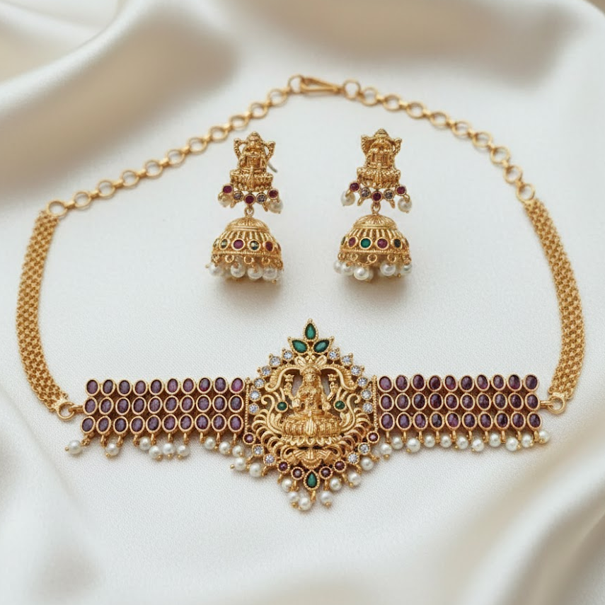 Lakshmi ruby stone chocker set