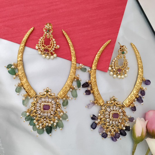 Gorgeous CZ stone studded pendant with tube necklace