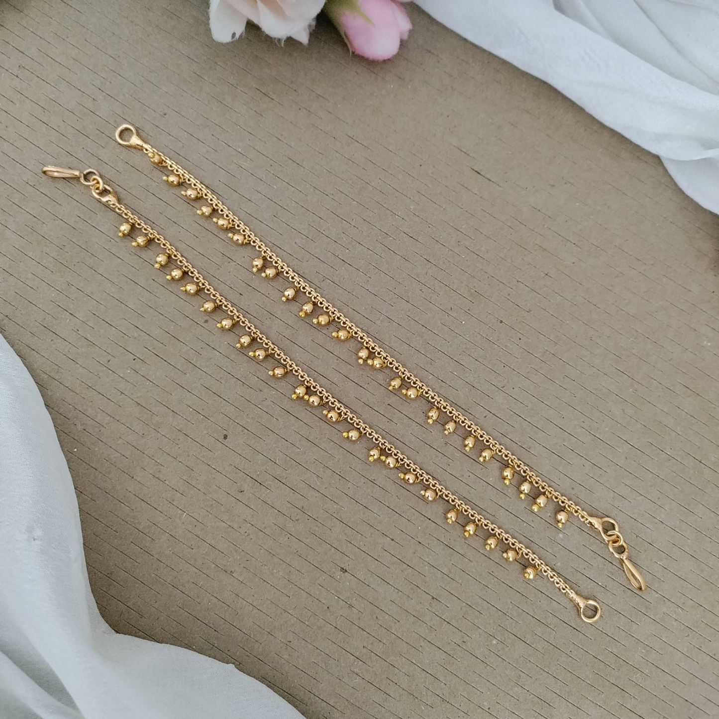 Gold beaded EarChain/Mattal