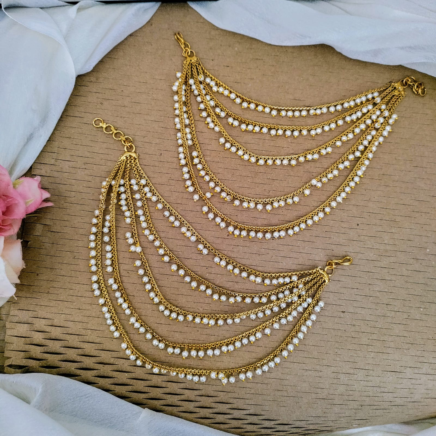 5 Layered pearl earchain