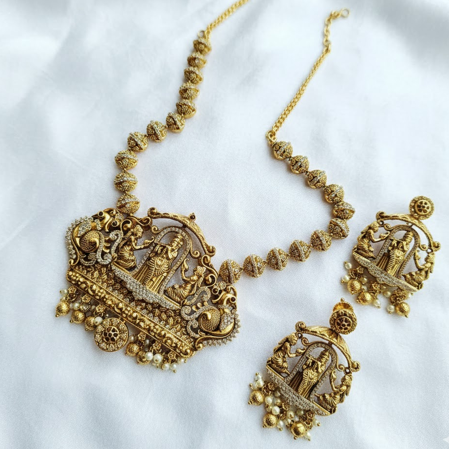 Impeccable design Krishna pendant Long Necklace