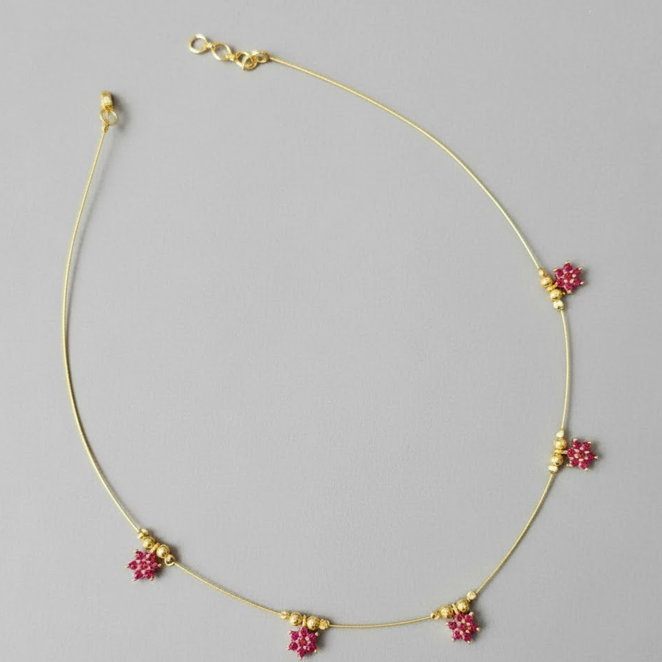 Gorgeous Invisible necklace set - Ruby floral CZ