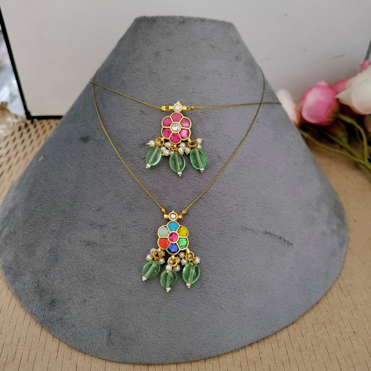 Gorgeous Invisible necklace set - Navratna