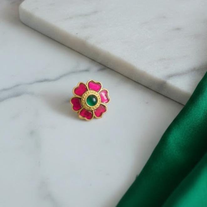 Floral Jadau Kundan Finger Ring