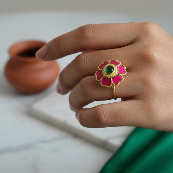 Floral Jadau Kundan Finger Ring