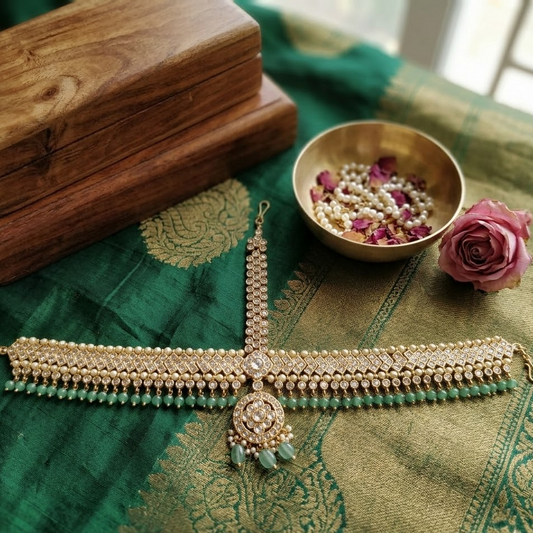 White stone bridal Matha patti/Head set