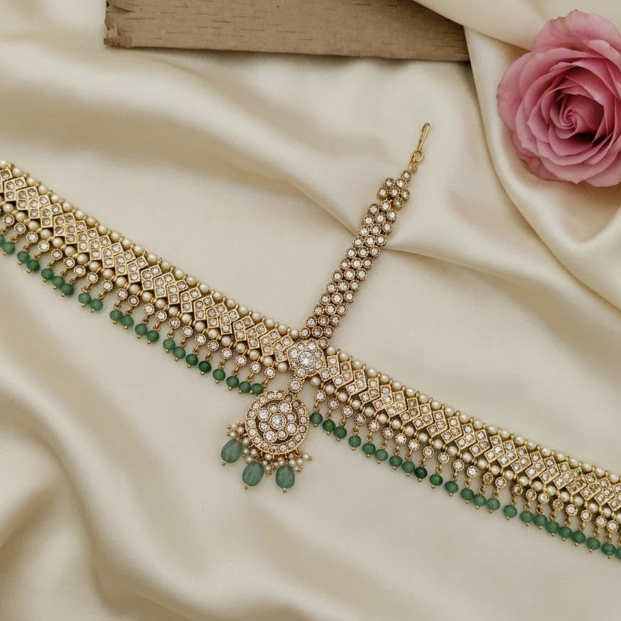 White stone bridal Matha patti/Head set