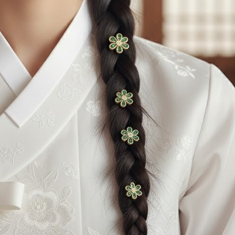 Green flower Hair pin