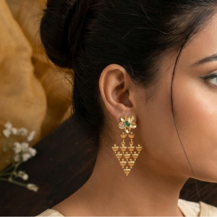 Flower stone lightweight earring