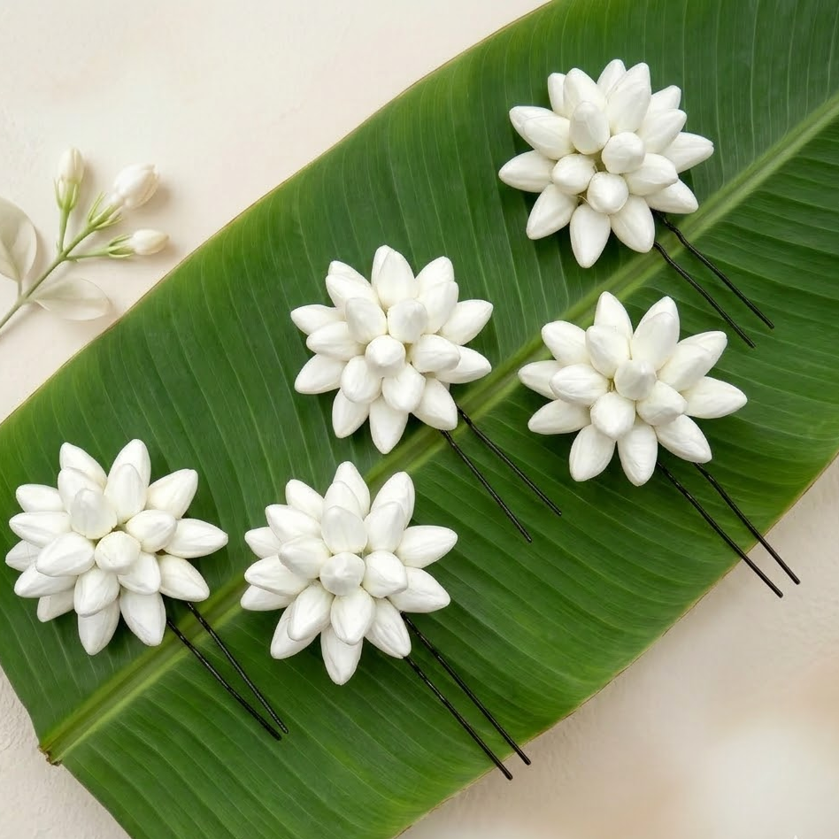 Realistic Jasmine Bud Comb Clip Set of 5