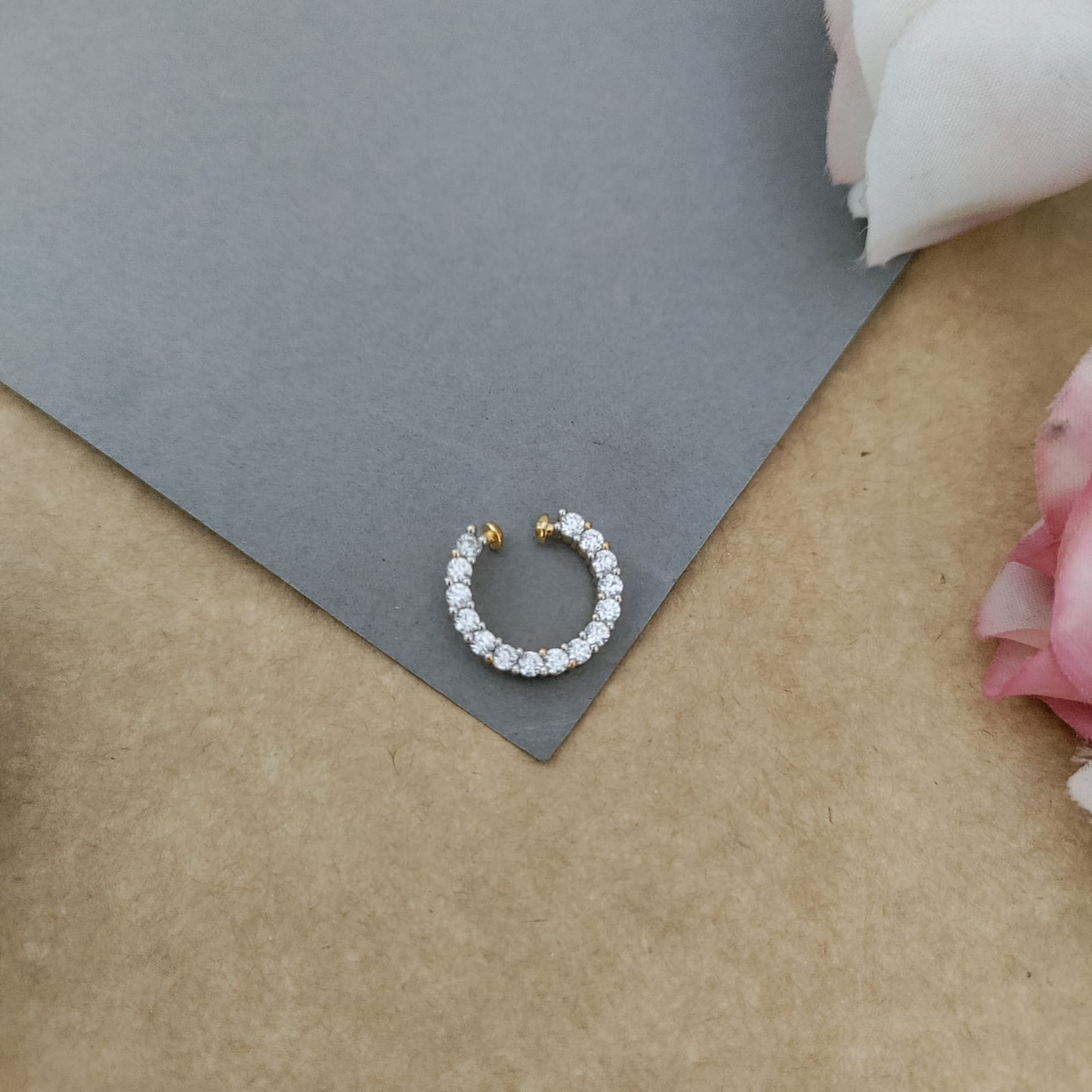 Diamond look alike AD stone septum ring