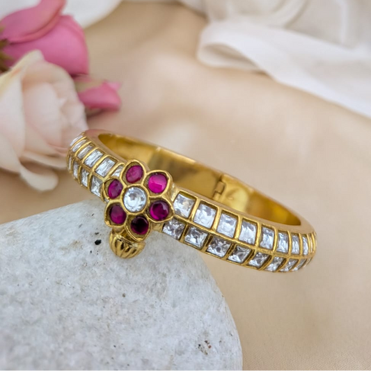 Jadau Kundan Bangle - Screw type - White
