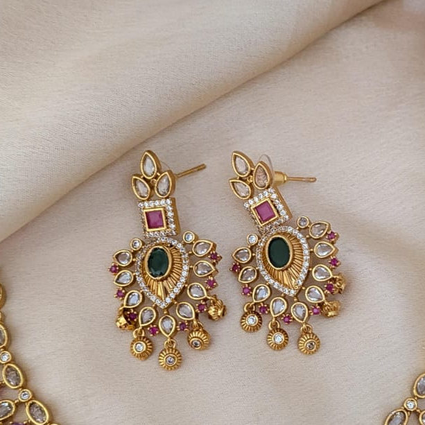 Bridal polki stone necklace set