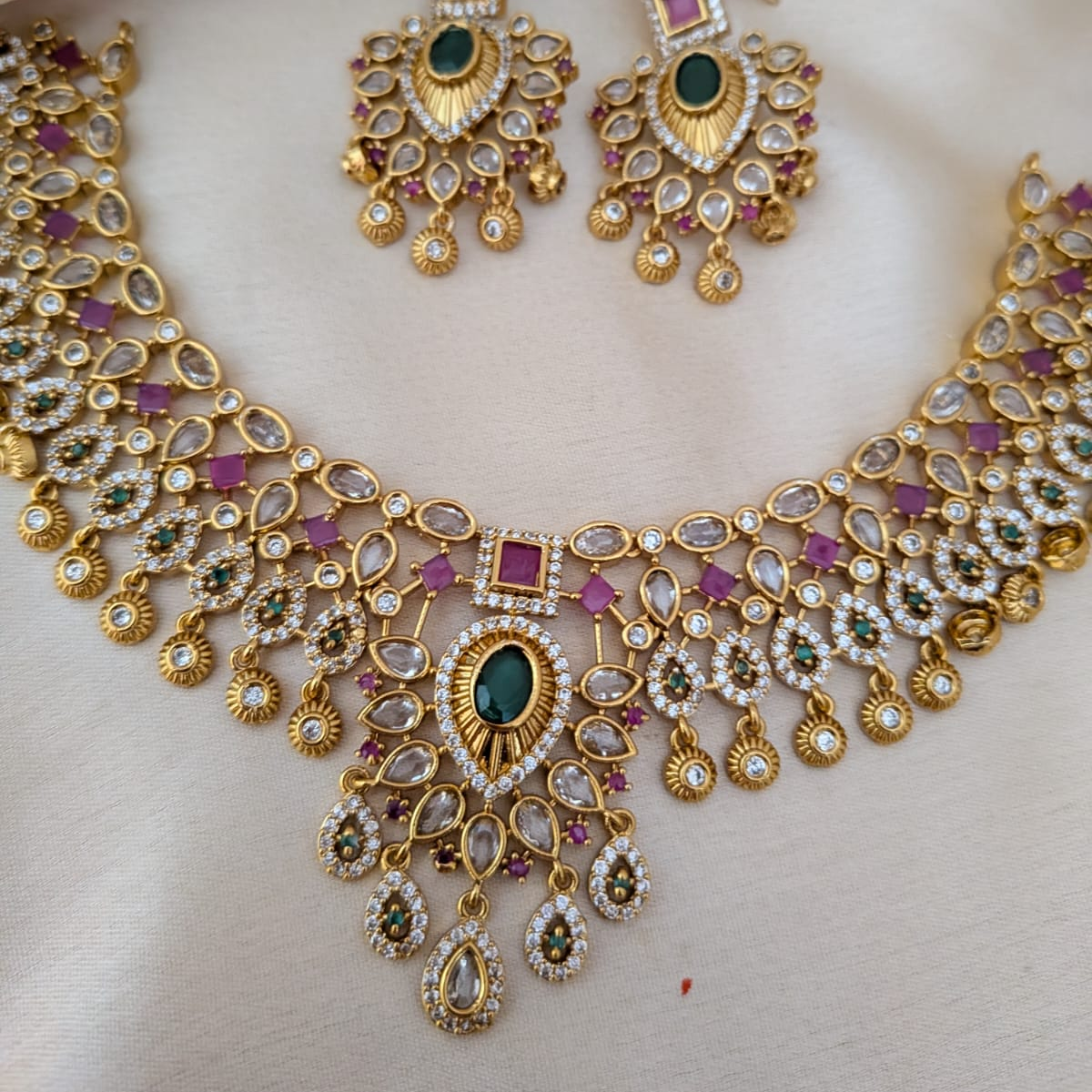 Bridal polki stone necklace set
