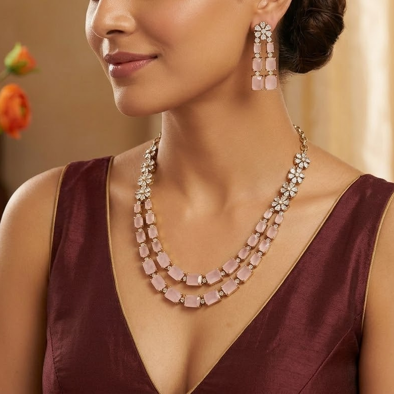 layer  2 line ad necklace set