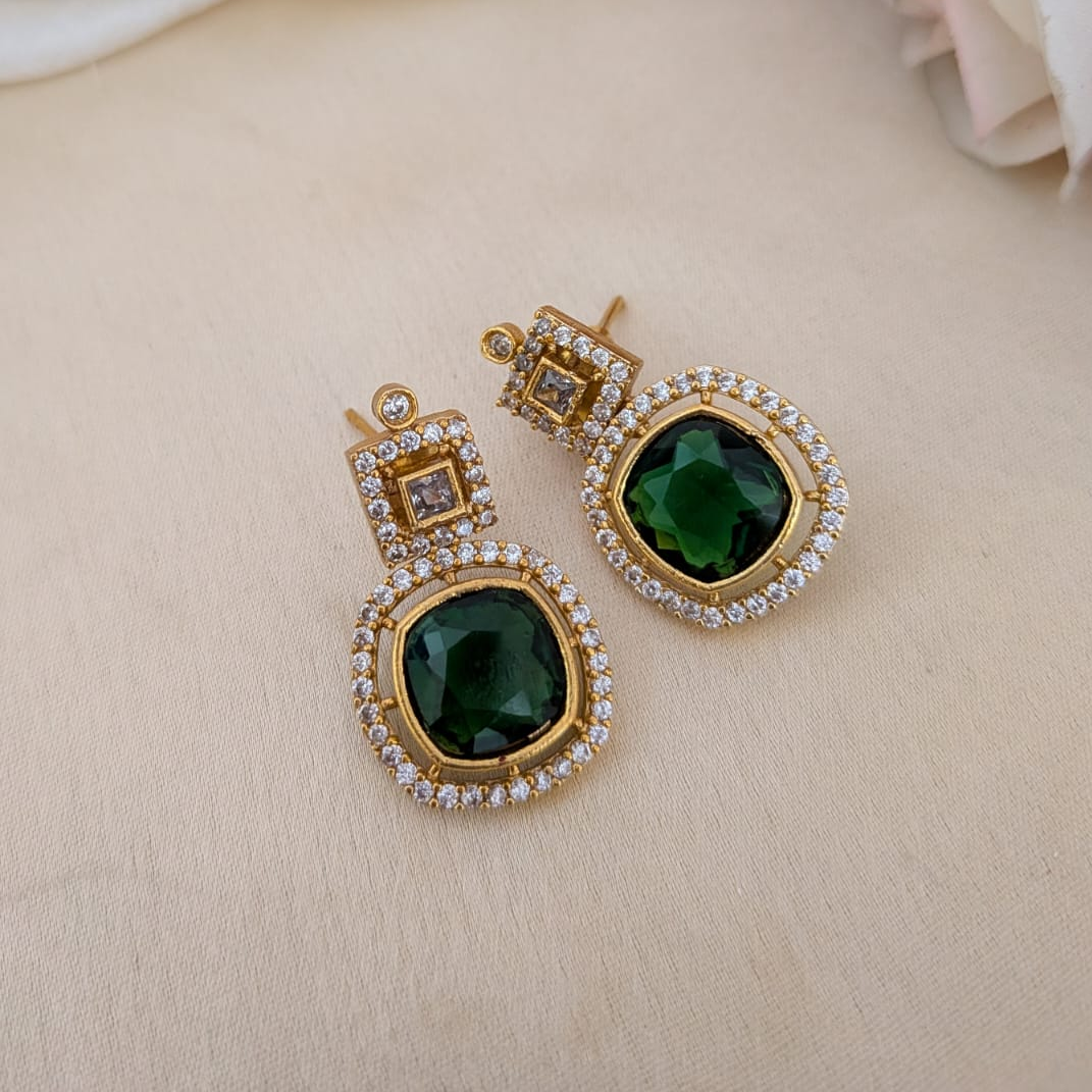 Green stone 2layer kundan necklace set