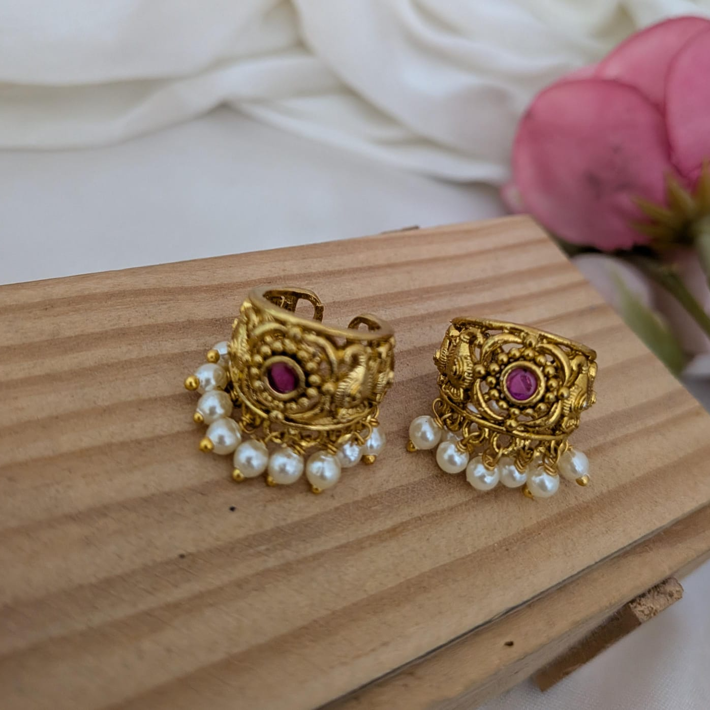 Ruby stone studded Ear cuff